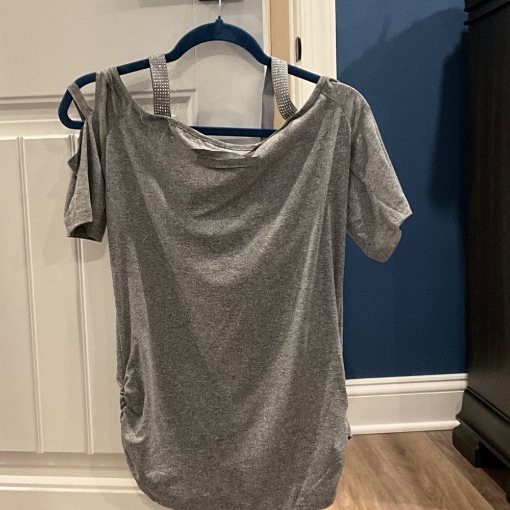 Gray Cold Shoulder Top